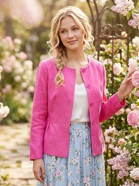 Talbots Linen Blazer size 6 Pink